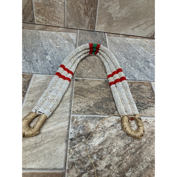 Handmade Seed Bead Strap White Red Green Multi Strand Tribal Sash 28 Inch main image 6